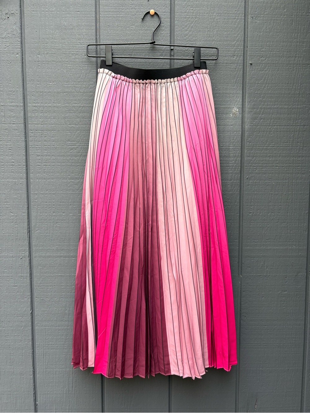 Ted Baker Pleated Ombre Pink Midi Skirt Sz 1